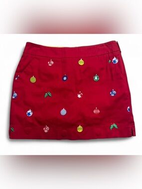 Loudmouth Ladies Red Holiday Ornament Embroidered Skort